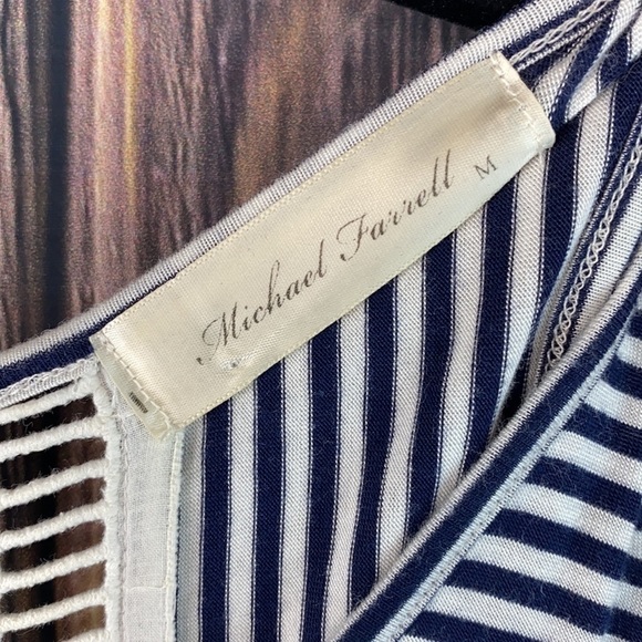 Women’s Navy Blue & White Striped Tank W/ Crochet Details (Size M) 🤗 Host Pick - Picture 5 of 5